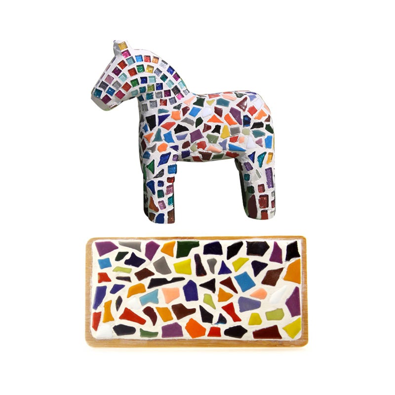 PINUO&KE 200 Pieces / 200 g Square Shapes 0.4x0.4 inch Mosaic Tiles Square Ceramic Mosaic Mosaic Glass Pieces for Home Decoration or DIY Crafts - Dark Blue - Image 4